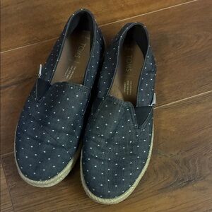 TOMS Navy Denim Polka Dot Espadrilles